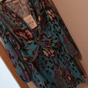Nwt American Bling Teal and Burgundy Print Dress